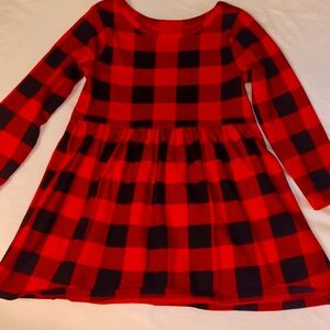Cat & Jack black & red size 2T checkered cotton long sleeve dress